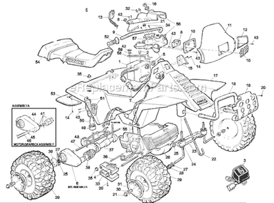 Page A Diagram and Parts List for 76816-9993  Power Wheels Ride-On ATVs